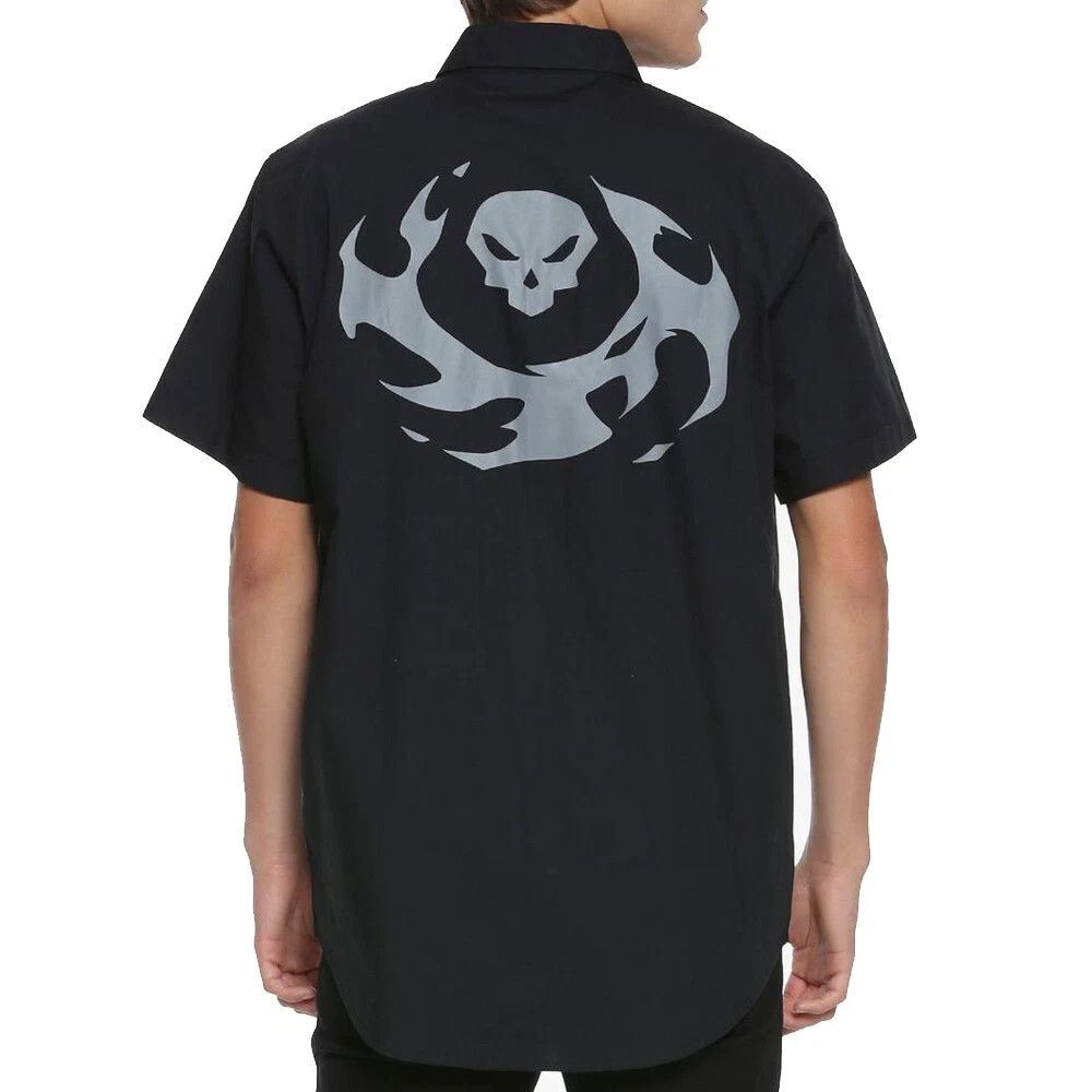 Overwatch Reaper Woven Button Up Pocketed Work Shirt Black Exclusive Size L - Picture 2 of 10